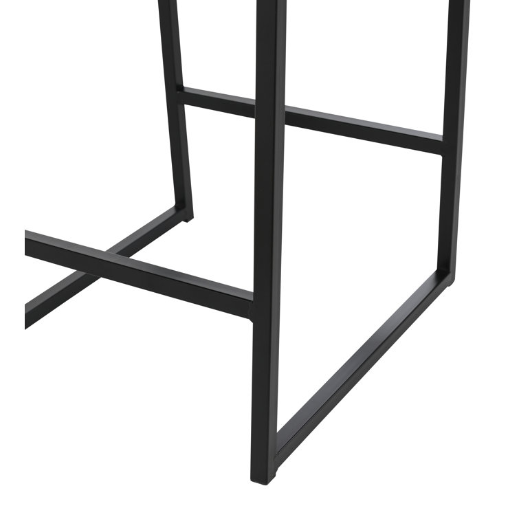 Cognac Brown Leather and Black Metal Swivel Counter Stool
