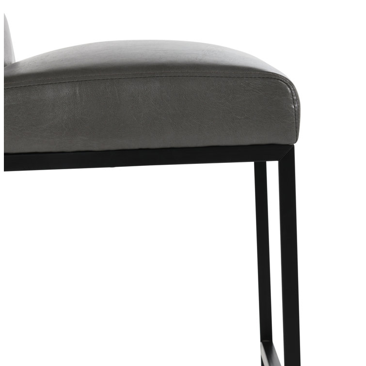 Seville Dark Gray Metal and Leather Counter Stool