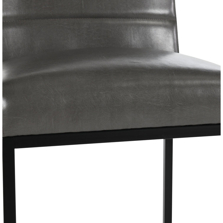 Seville Dark Gray Metal and Leather Counter Stool