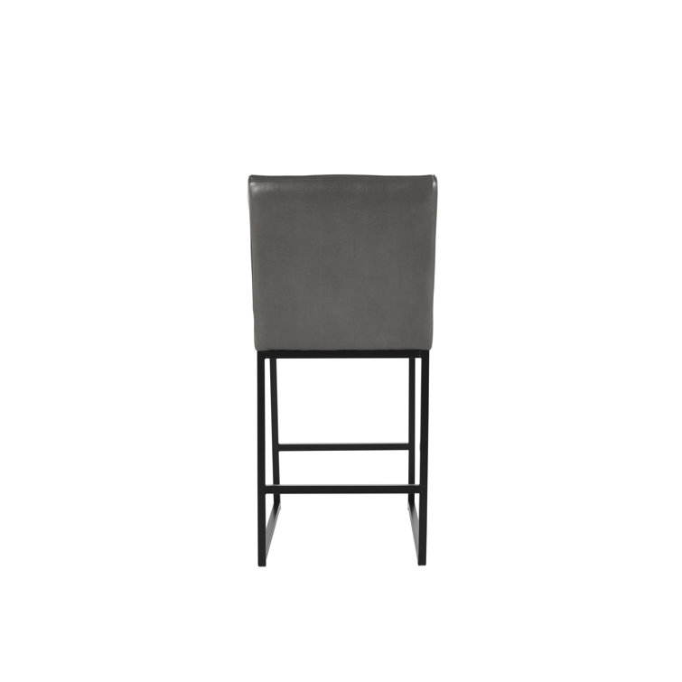 Seville Dark Gray Metal and Leather Counter Stool