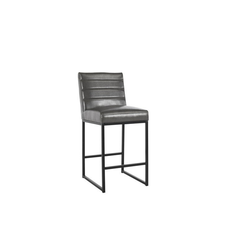 Seville Dark Gray Metal and Leather Counter Stool
