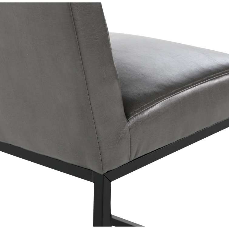 Seville Dark Gray Metal and Leather Counter Stool