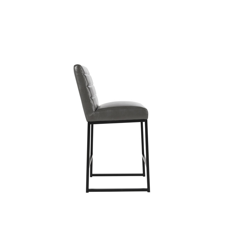 Seville Dark Gray Metal and Leather Counter Stool