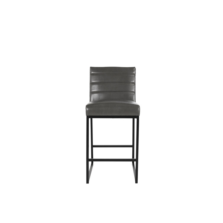 Seville Dark Gray Metal and Leather Counter Stool
