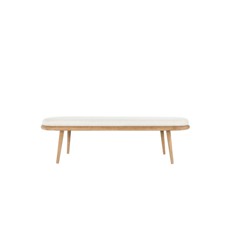 Echo Light Gray Upholstered Mid-Century Modern Bench