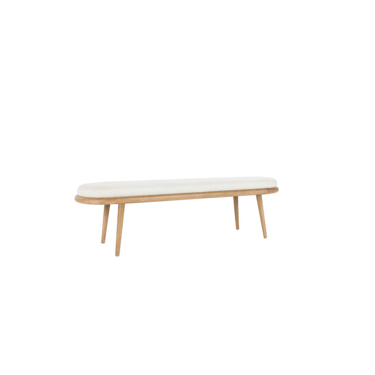 Echo Light Gray Upholstered Mid-Century Modern Bench