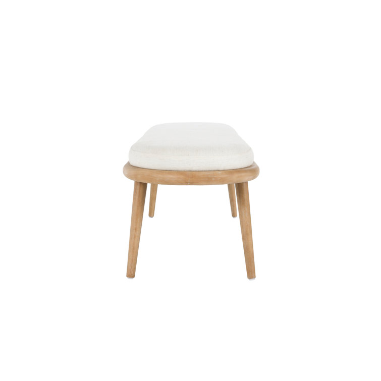 Echo Light Gray Upholstered Mid-Century Modern Bench
