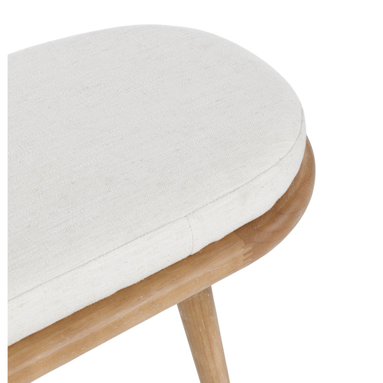 Echo Light Gray Upholstered Mid-Century Modern Bench