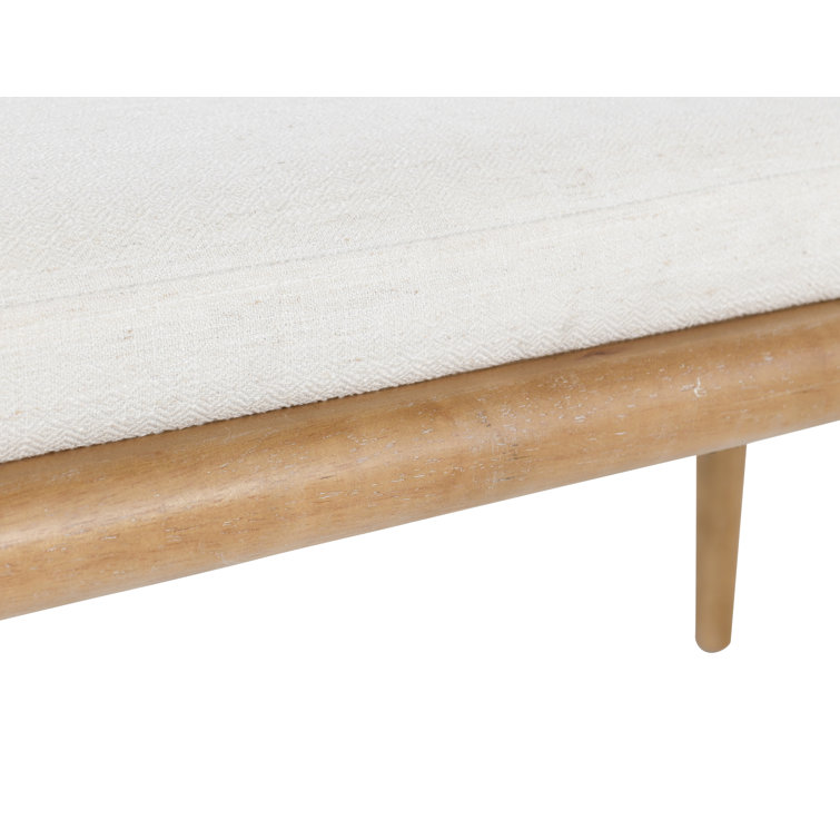 Echo Light Gray Upholstered Mid-Century Modern Bench