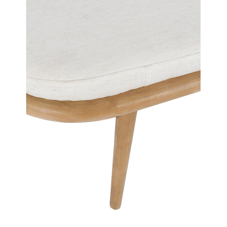 Echo Light Gray Upholstered Mid-Century Modern Bench
