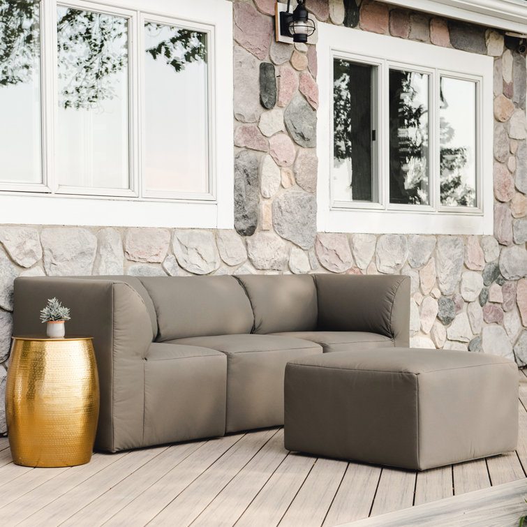 Castor Gray Modular Outdoor Sectional with Ottoman