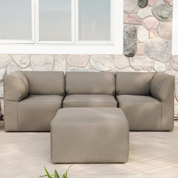 Castor Gray Modular Outdoor Sectional with Ottoman