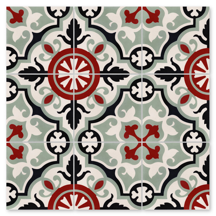 8" x 8" Bloom Patterned Cement Wall & Floor Tile
