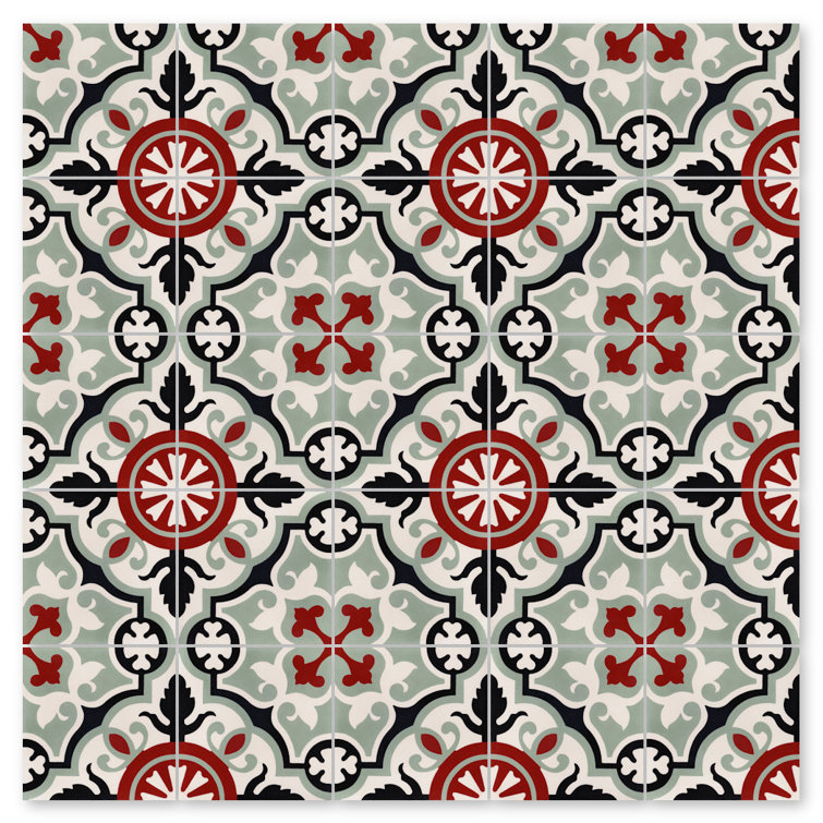 8" x 8" Bloom Patterned Cement Wall & Floor Tile