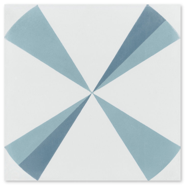 Polaris 8x8 Blue and White Cement Patterned Tile
