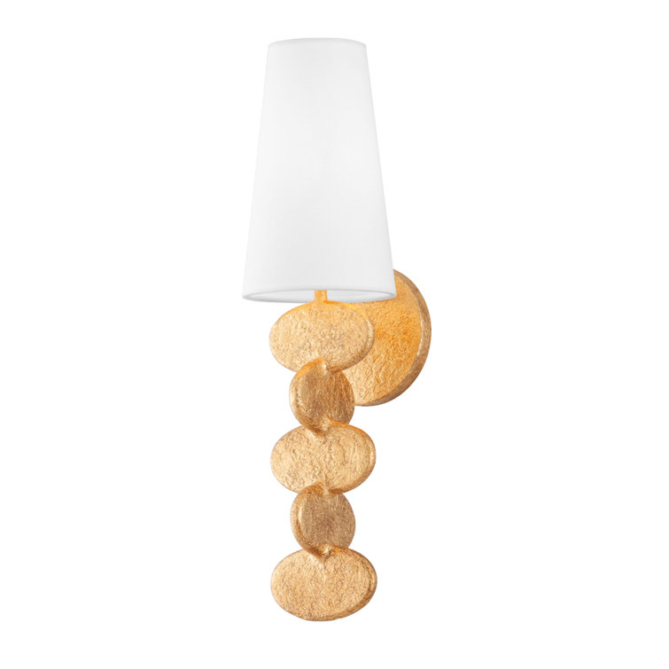 Vintage Gold Leaf Dimmable Linen Shade Wall Sconce