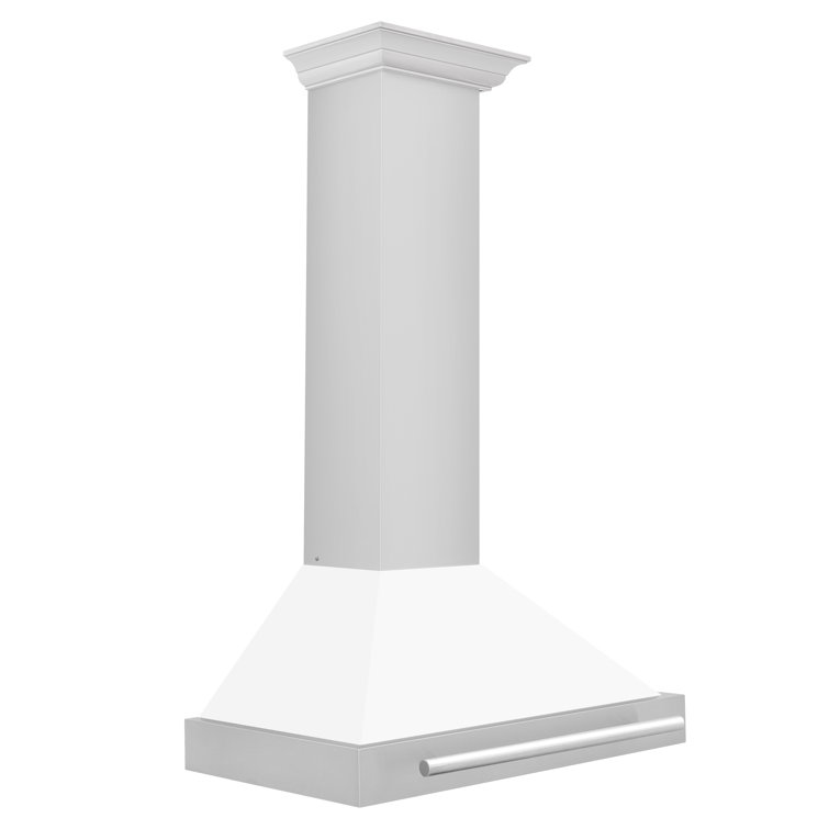 30" White Matte and Stainless Steel Wall Mounted Range Hood