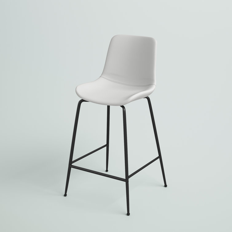 Byron Contemporary White Leather & Metal Bar Stool