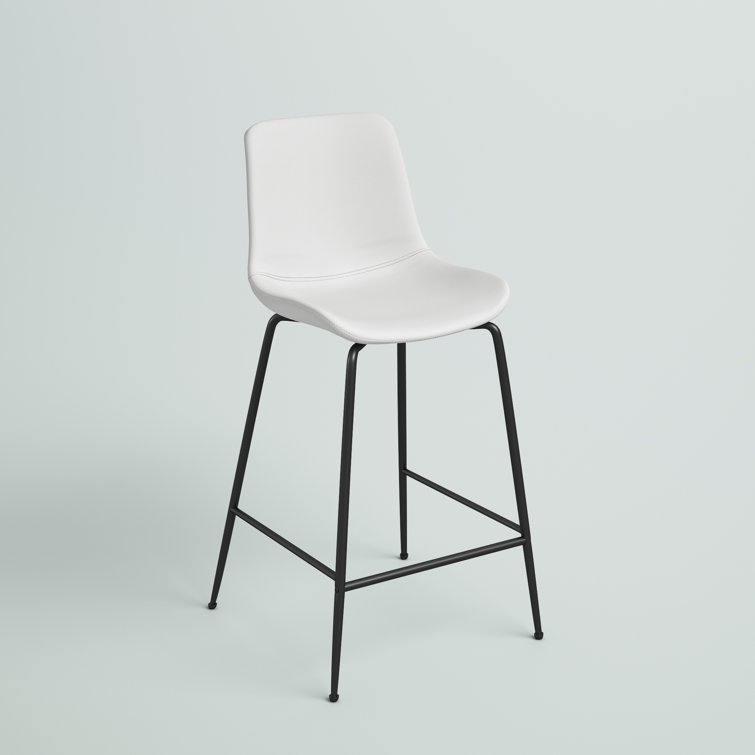 Byron Contemporary White Leather & Metal Bar Stool