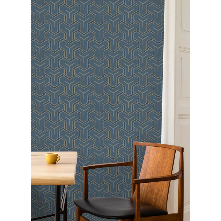 Gautier Blue Geometric 3D Non-Woven Wallpaper