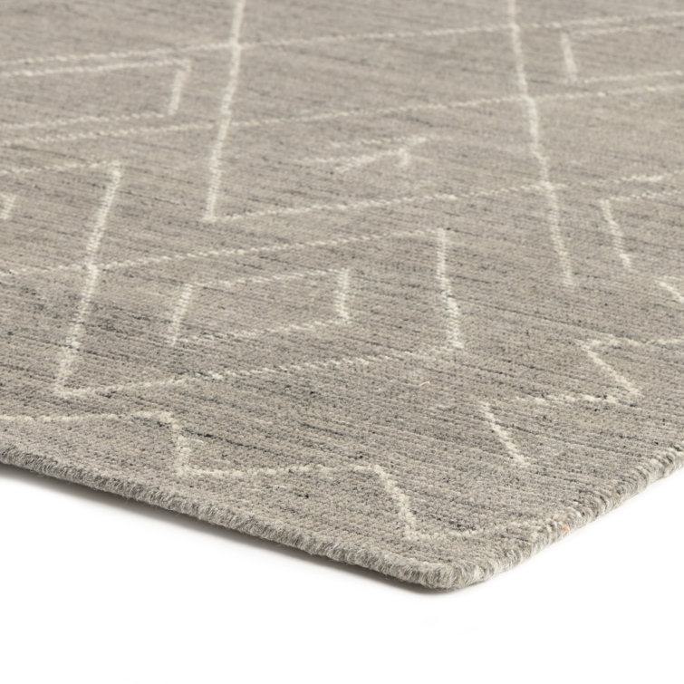 Gray Hand-Knotted Wool and Cotton Moroccan 8' x 10' Rug
