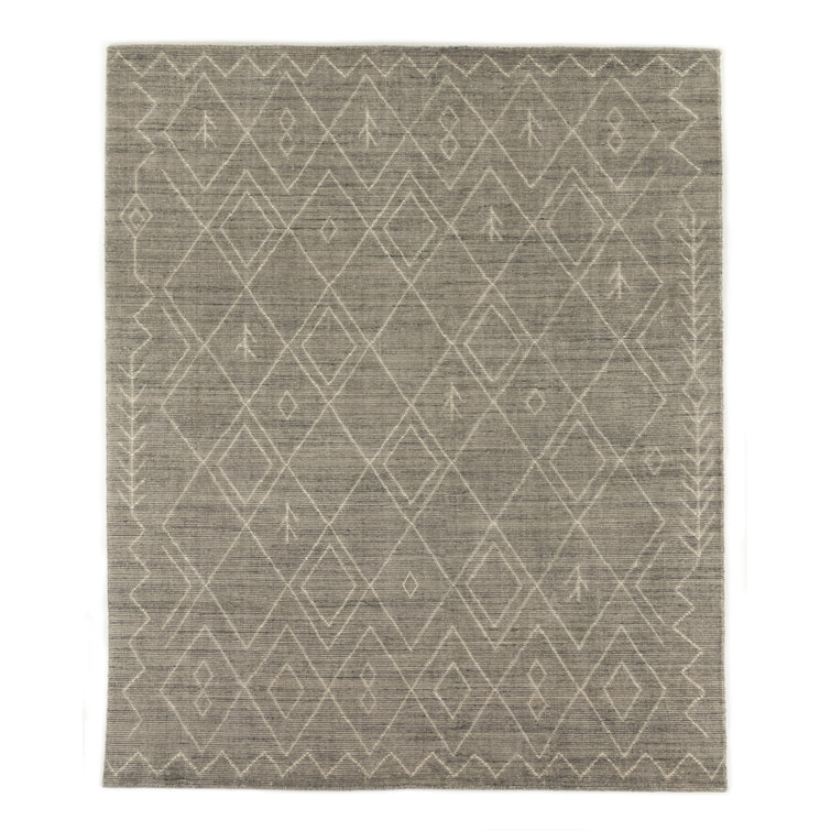 Gray Hand-Knotted Wool and Cotton Moroccan 8' x 10' Rug
