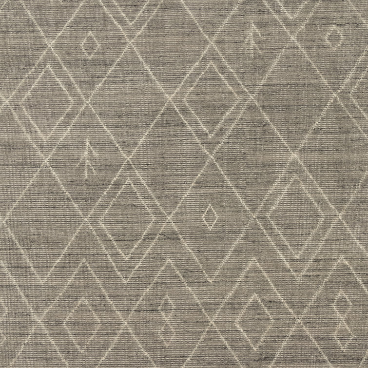 Gray Hand-Knotted Wool and Cotton Moroccan 8' x 10' Rug
