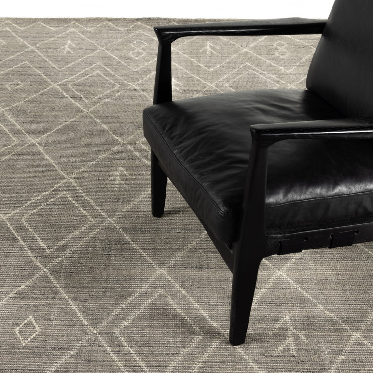 Gray Hand-Knotted Wool and Cotton Moroccan 8' x 10' Rug