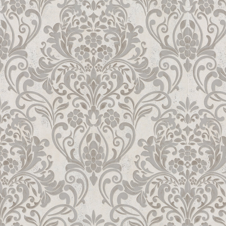 Anders Grey Damask Non-Woven Washable Wallpaper