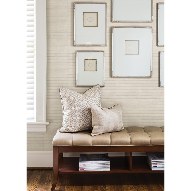 Ivory Leather Horizontal Stripe Non-Woven Wallpaper