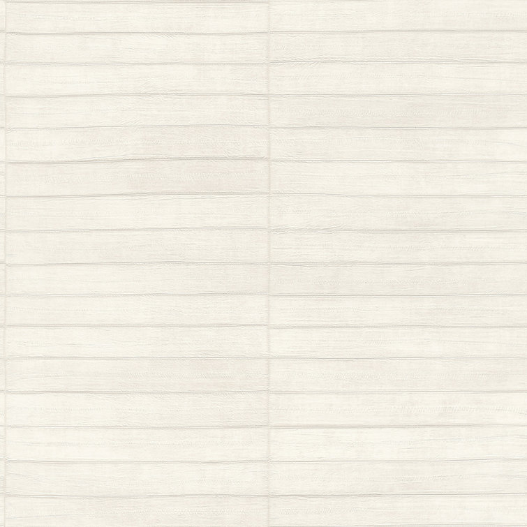 Ivory Leather Horizontal Stripe Non-Woven Wallpaper