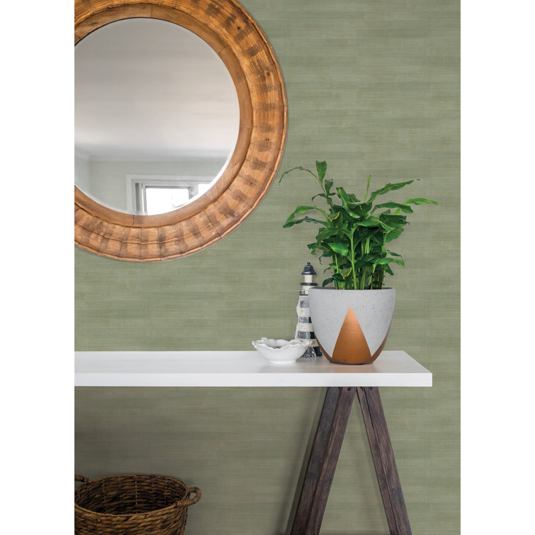 Light Green Leather Textured Non-Woven Wallpaper