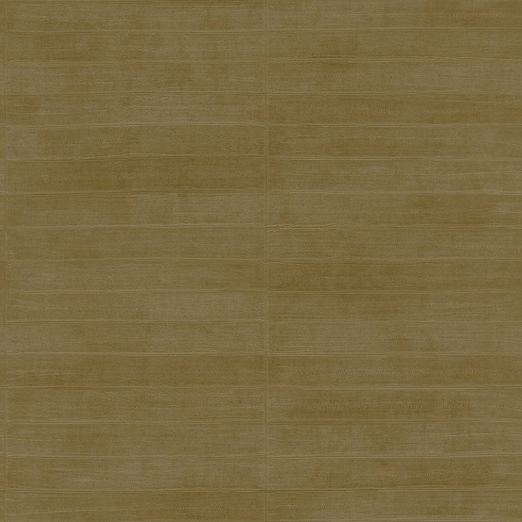 Dermot Brass Horizontal Stripe Leather Wallpaper