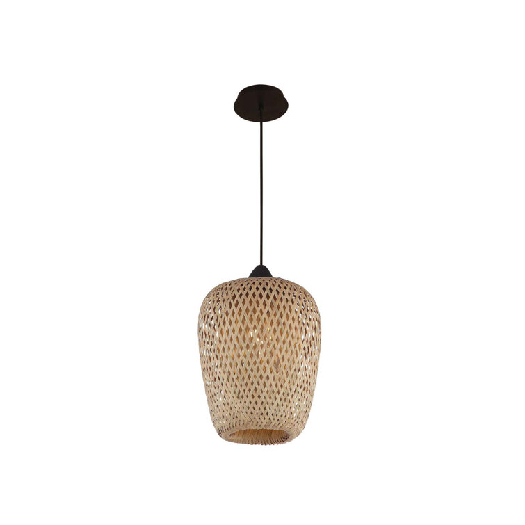 Tulum Black Bamboo Wicker 7" Dimmable Pendant Light