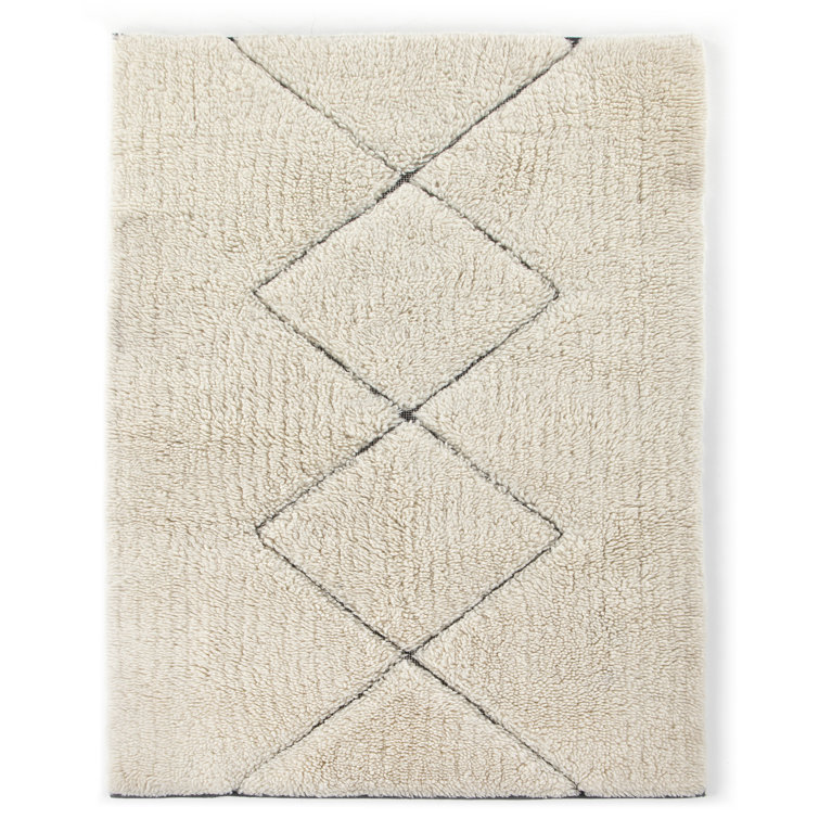 Handmade Off-White Wool and Cotton Tufted Area Rug 8' x 10'