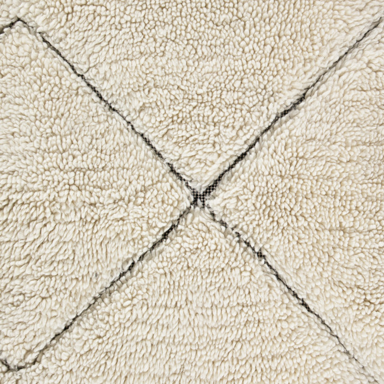 Handmade Off-White Wool and Cotton Tufted Area Rug 8' x 10'