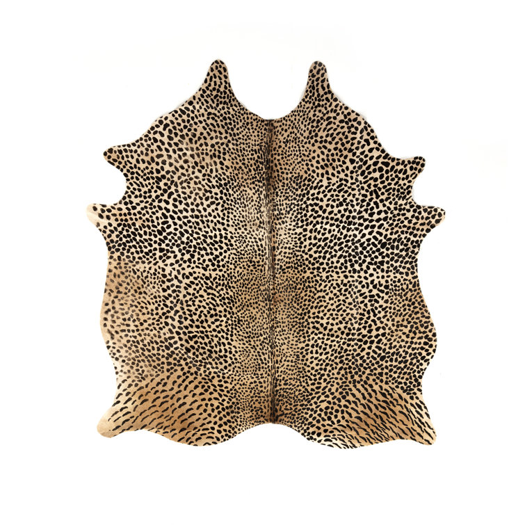 Rectangular Black Flat Woven Cowhide Area Rug