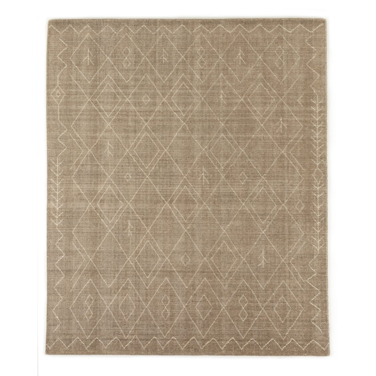 Gray Hand-Knotted Wool and Cotton Moroccan 8' x 10' Rug