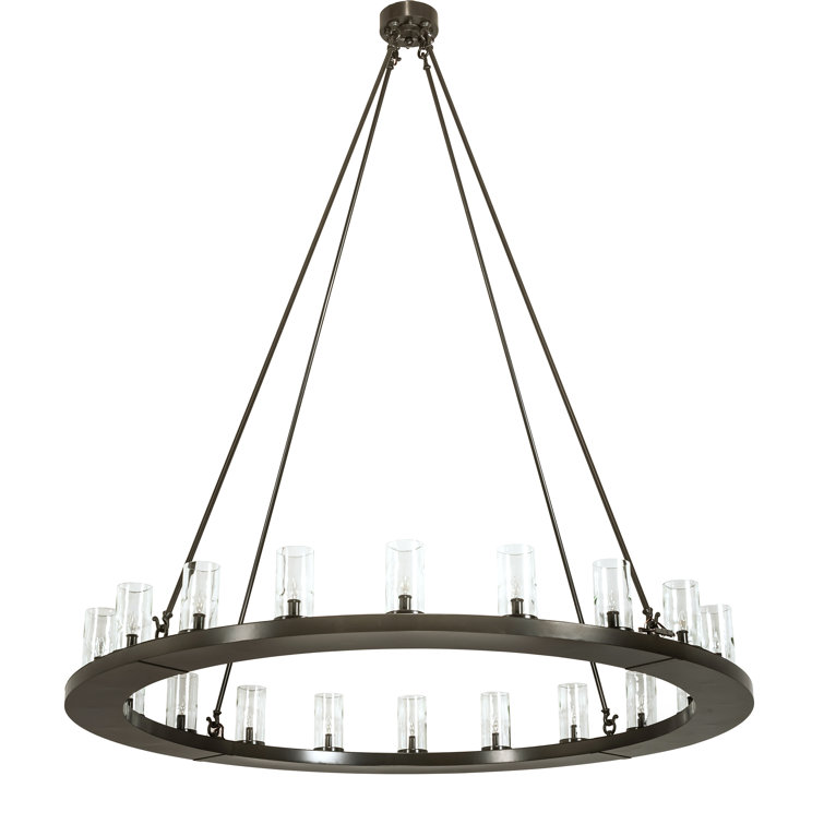 Loxley 60" Bronze and Clear Glass 20-Light Chandelier