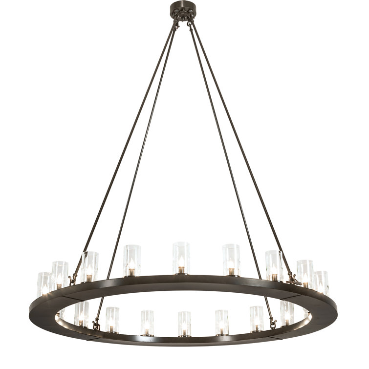 Loxley 60" Bronze and Clear Glass 20-Light Chandelier