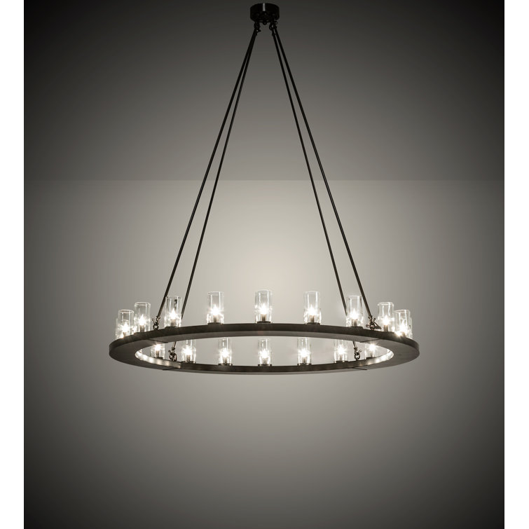 Loxley 60" Bronze and Clear Glass 20-Light Chandelier