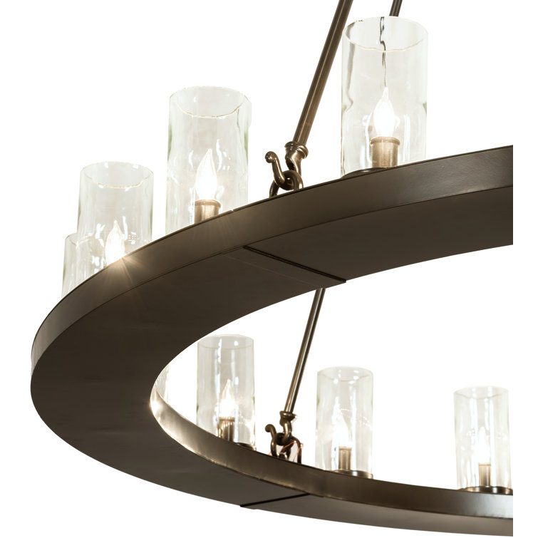 Loxley 60" Bronze and Clear Glass 20-Light Chandelier