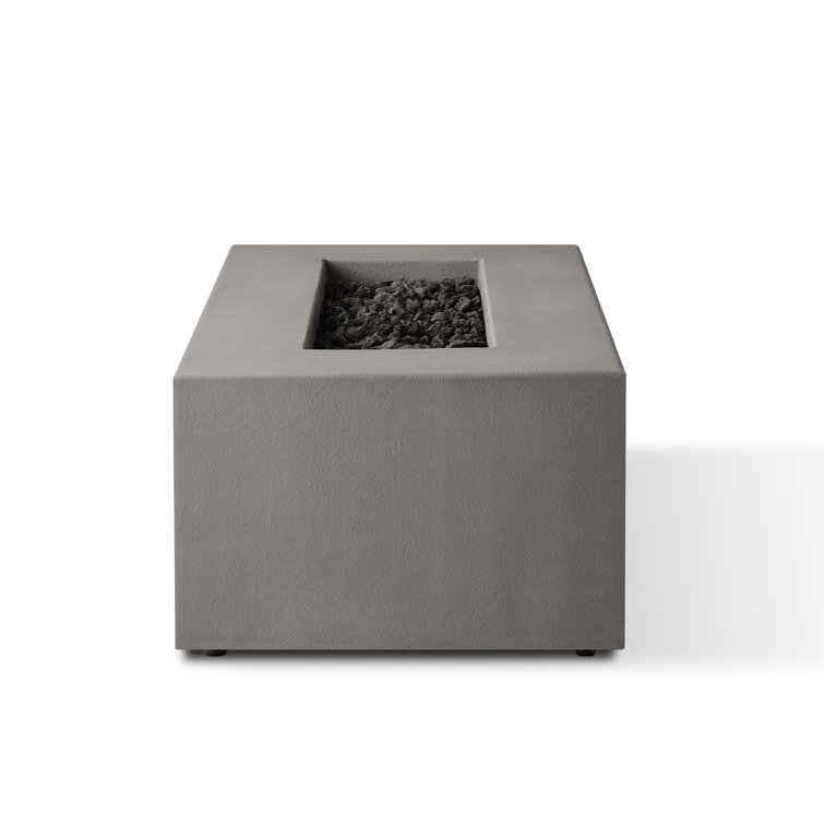 Flint Gray Low Square Concrete Propane Fire Pit Table