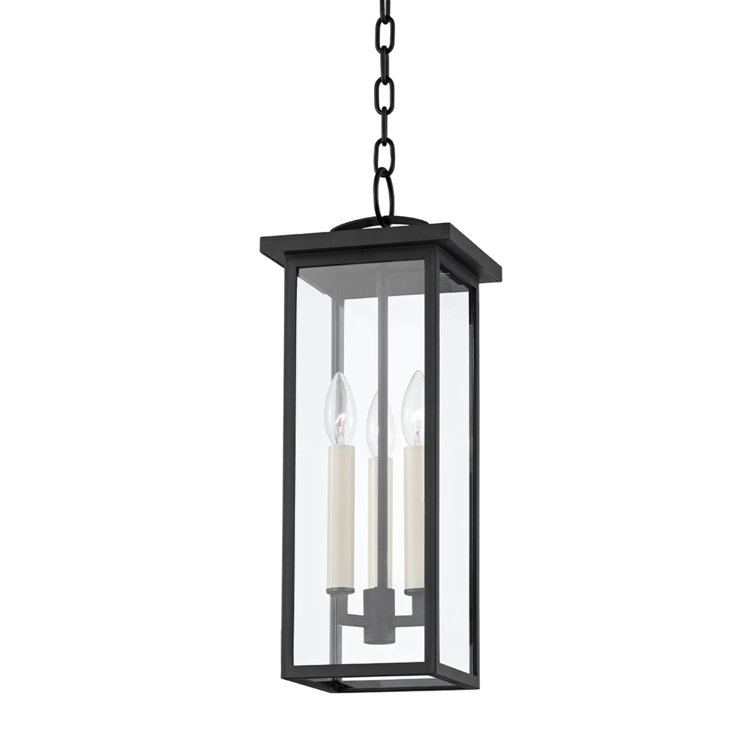 Textured Black 3-Light Glass Pendant with Clear Shade