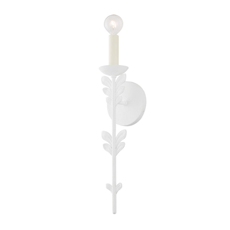Gesso White Iron Leaf 1-Light Wall Sconce