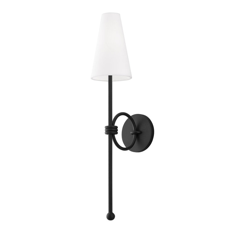 Black Linen Shade Dimmable Wall Sconce