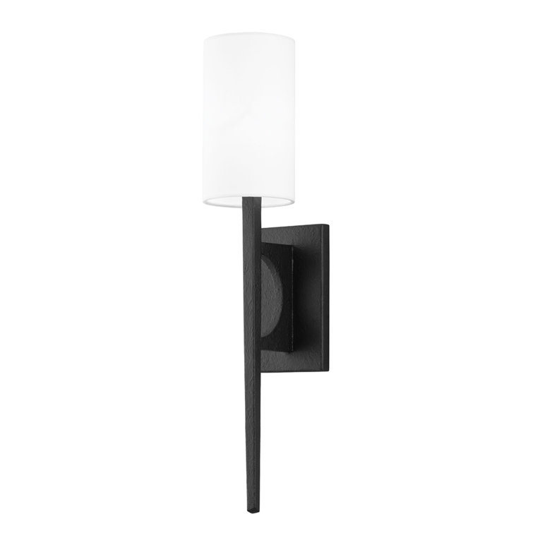 Wallace Dimmable Black Iron Linen Shade Wall Sconce