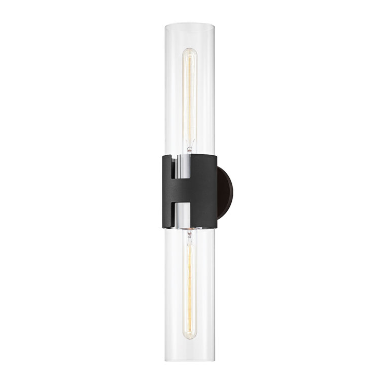 Amado 26" Silver and Black Glass Wall Sconce