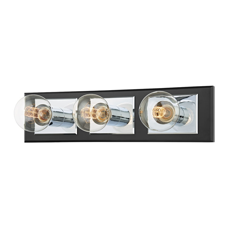 Polished Chrome and Soft Black Dimmable Bath Sconce