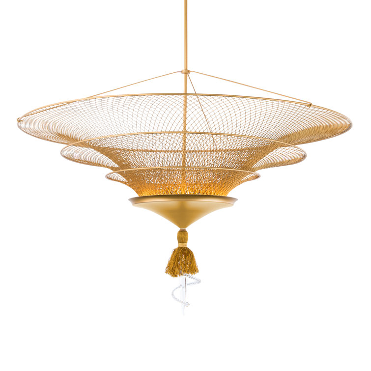 Gold LED Chandelier with Clear Crystal Accents